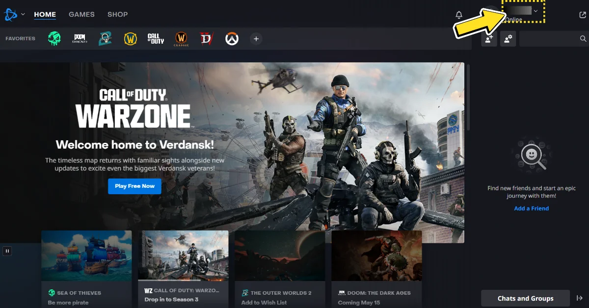 Sleutel inwisselen in de Battle.Net-app