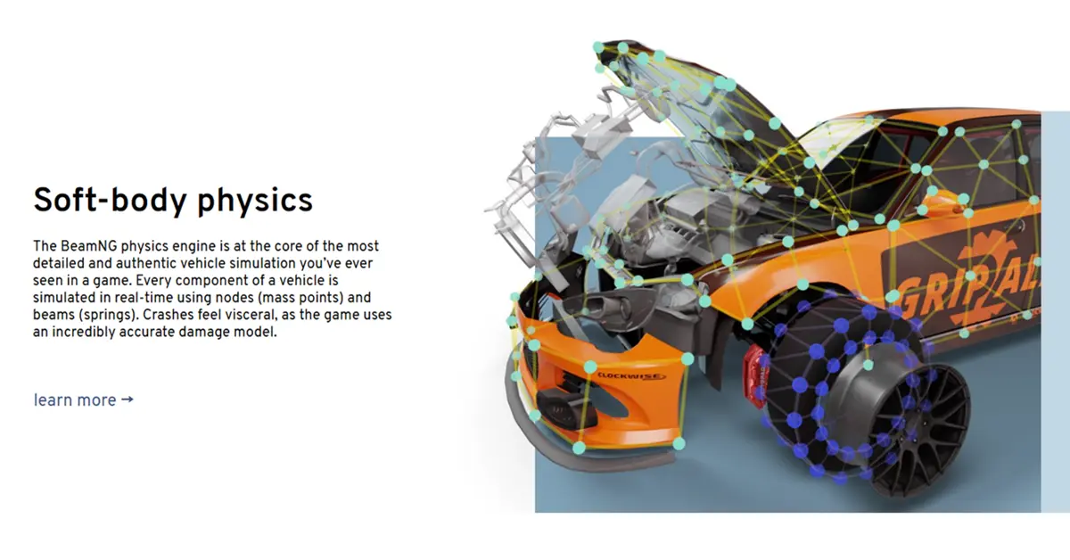 Gedetailleerde overlay van de chassis-telemetrie in de BeamNG.drive fysica-simulator.
