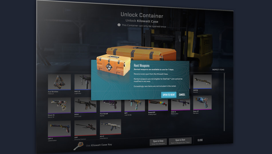 nieuwe update Verhuur voor de Kilowatt Case van CS2