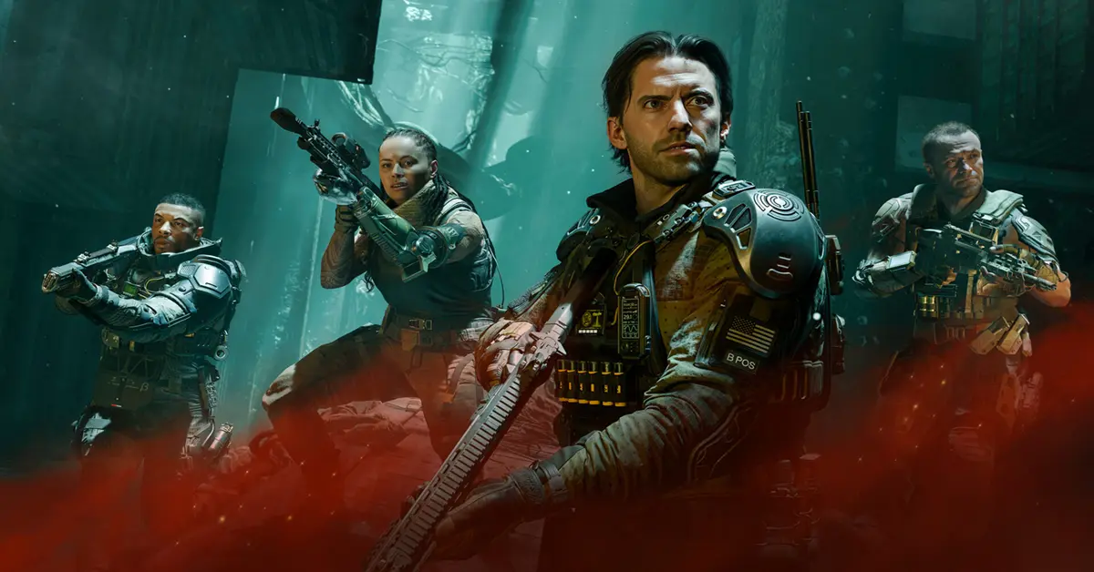 Soldados do JSOC do Call of Duty Black Ops 7 em ação durante uma missão de campanha de 2035.