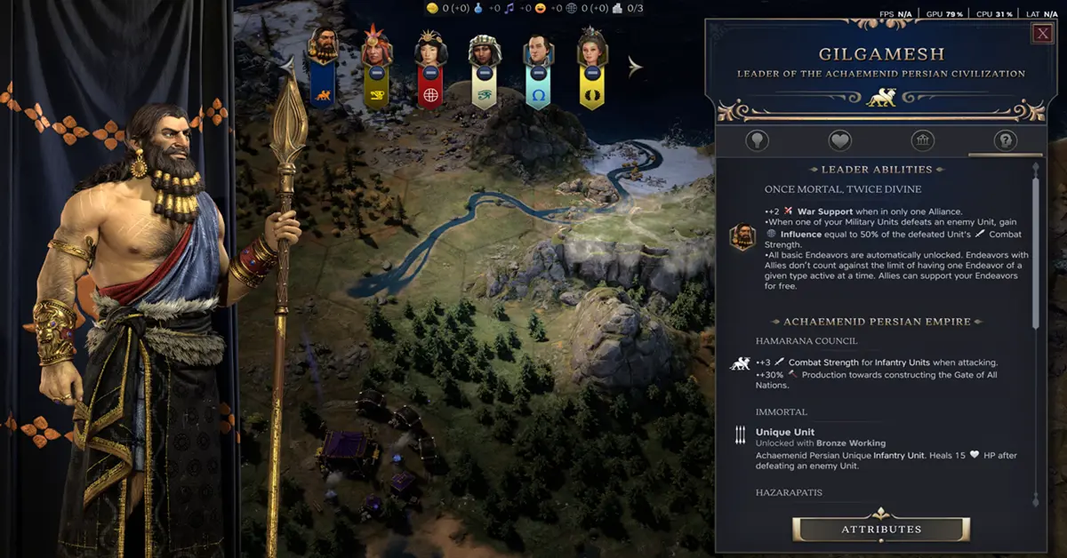 Officiële Civilization 7 artwork met historische leiders en een gigantische metropool