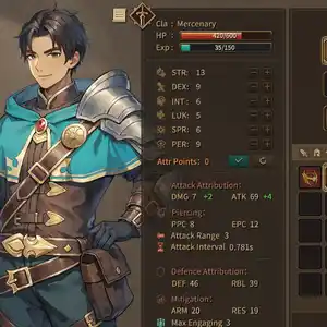 Crown and Adventure - Personagestatistieken