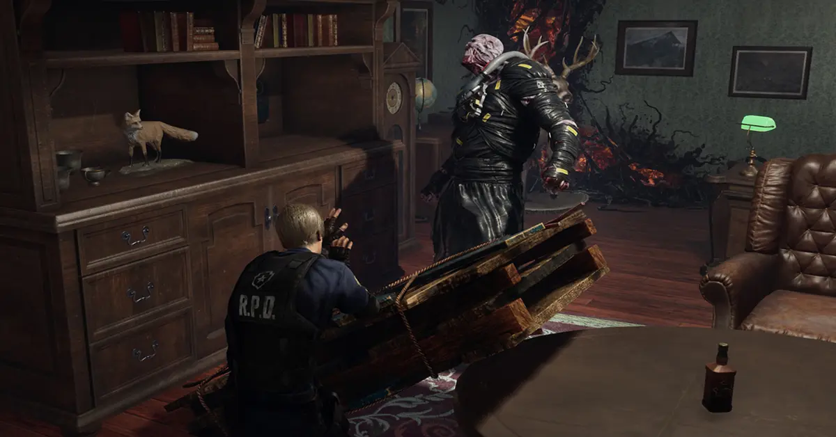 Leon S. Kennedy en Nemesis staan tegenover elkaar in Dead by Daylight