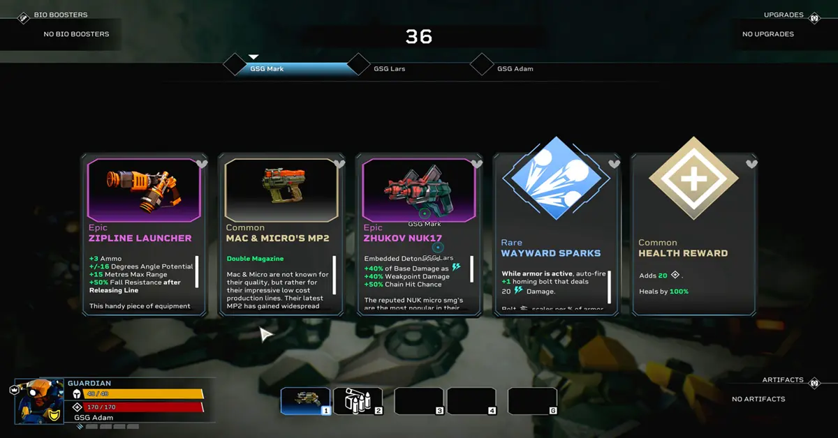 Een gedetailleerde blik op de nieuwe class loadout interface en wapenkeuzeschermen in Deep Rock Galactic Rogue Core