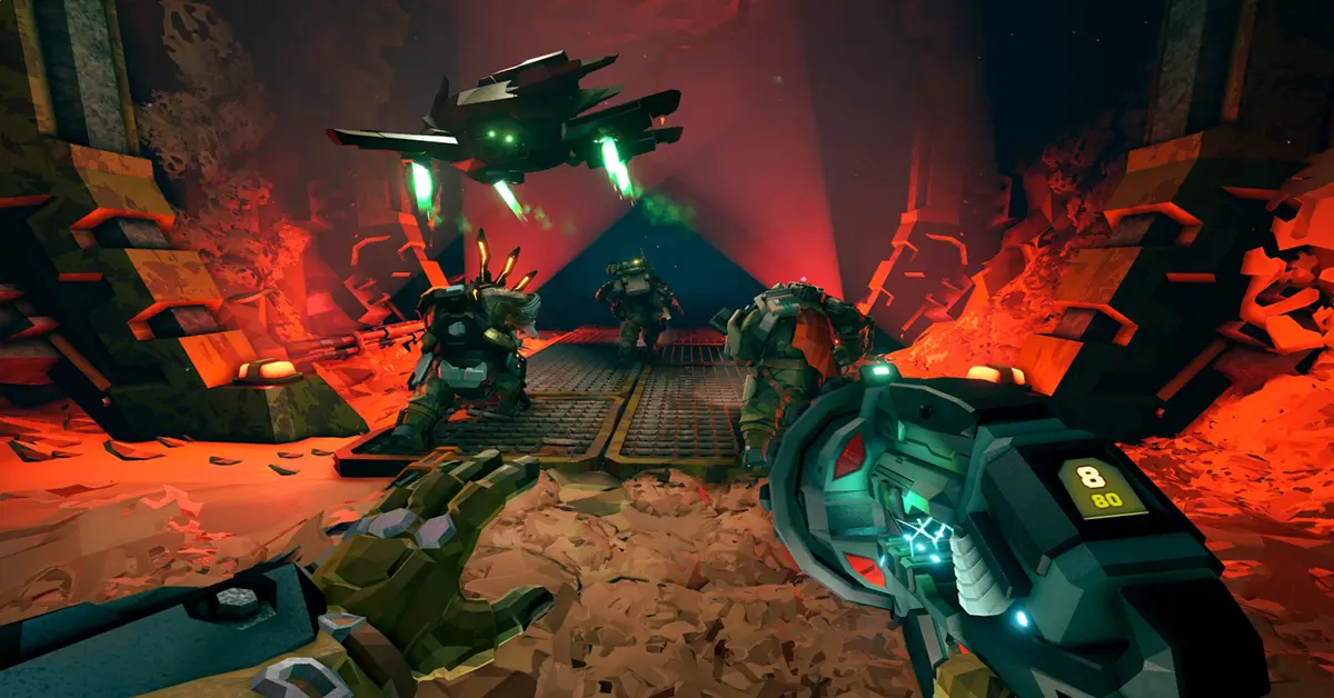 Deep Rock Galactic Rogue Core Reclaimers verkennen een donkere grot op de PC
