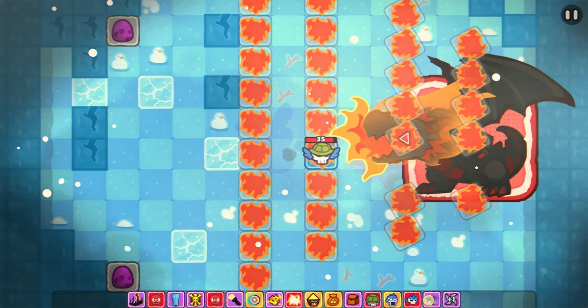 Demon Lord Just a Block gevechtsinterface en vijandelijke ontmoetingen