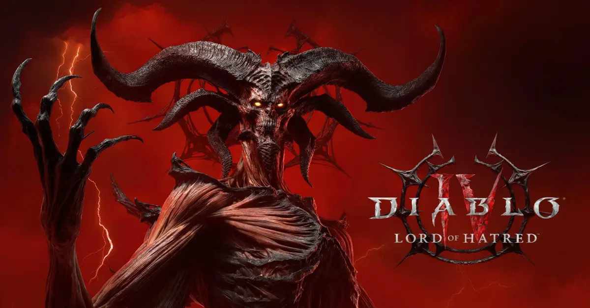 Diablo IV promotie-artwork die een duistere gotische fantasiesetting toont.