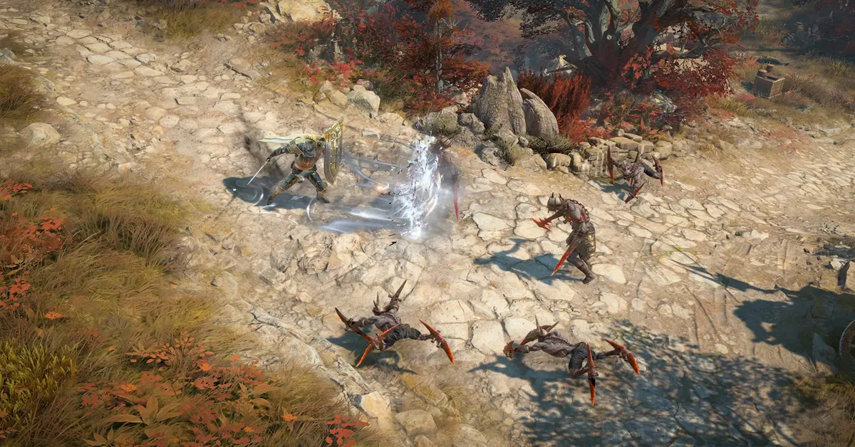 Gameplay screenshot van de nieuwe Paladin klasse in Diablo IV.