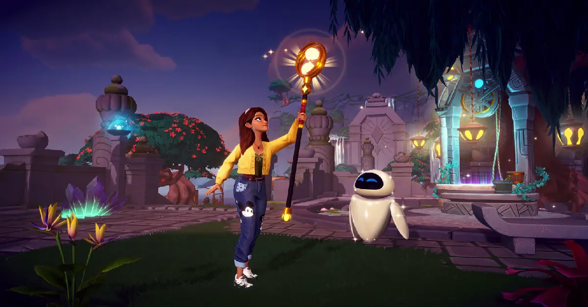 Disney Dreamlight Valley gameplay die het gebruik van de nieuwe Royal Hourglass tool toont.