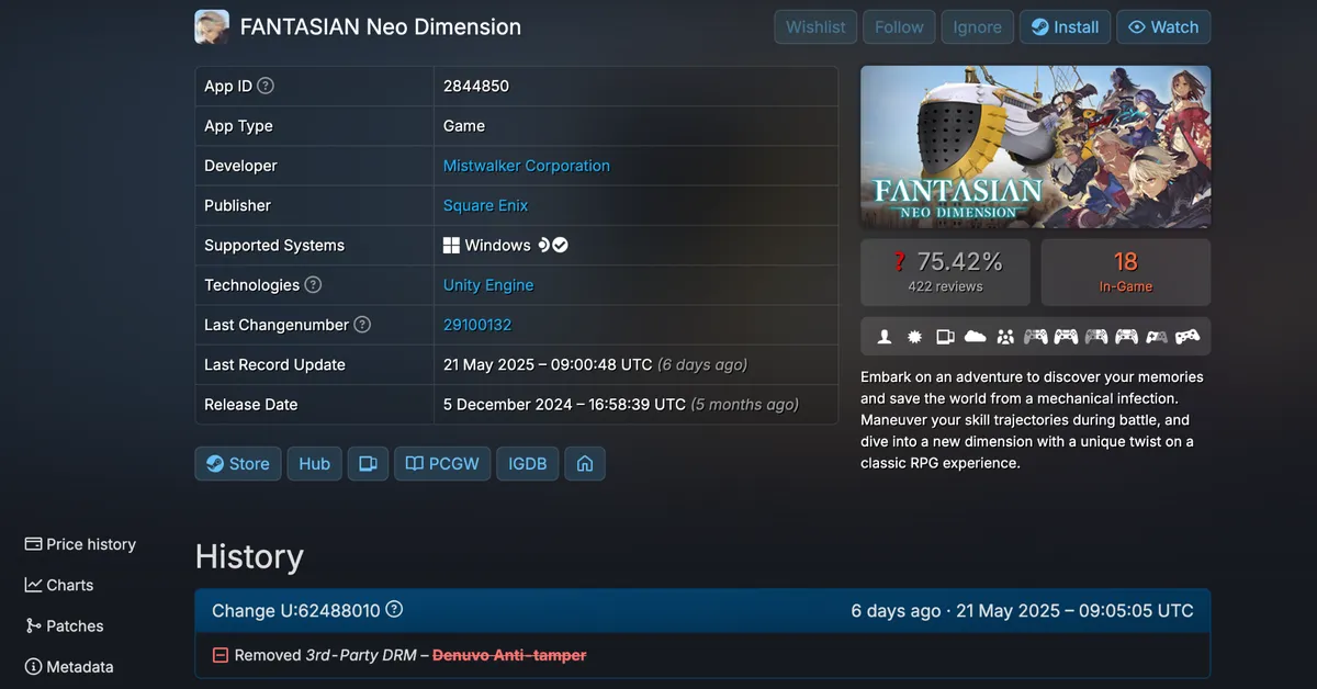 Fantasian Neo Dimension steam update