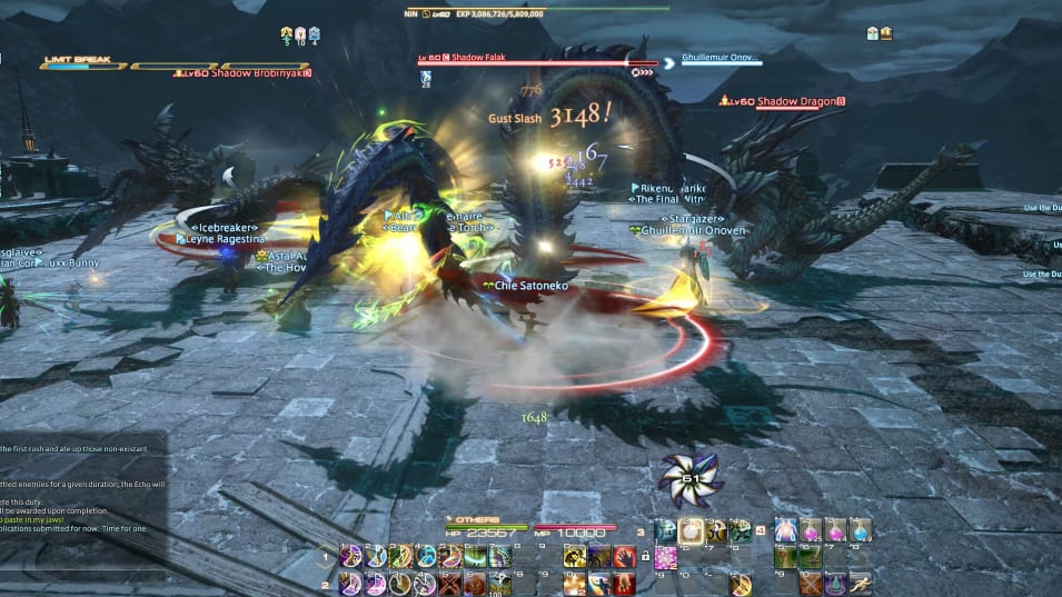 Final Fantasy XIV Online gameplay scene verbonden met de Echoes of Vana'diel alliance raid crossover