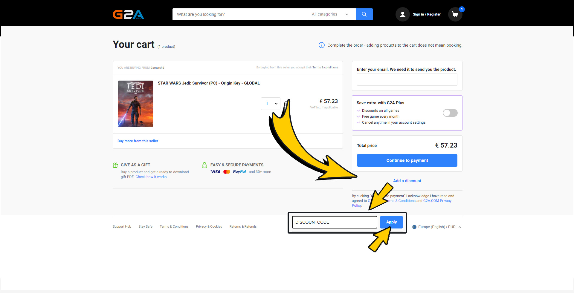 hoe wissel je je G2A kortingscode in