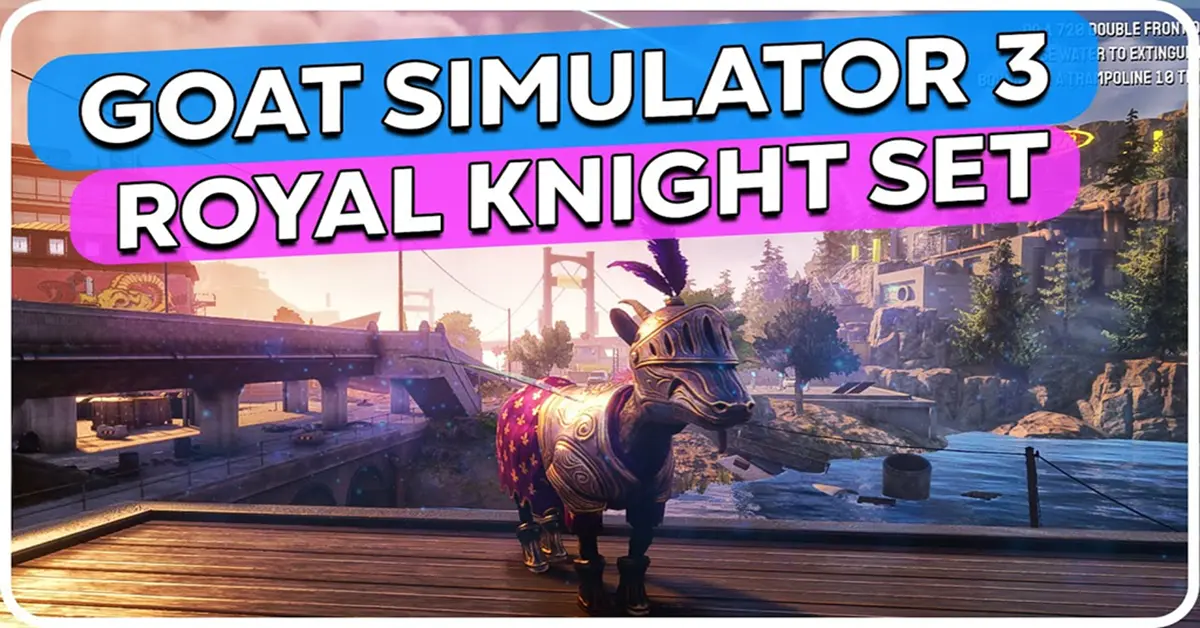 Een als ridder verklede geit die een tankstation ramt in Goat Simulator 3
