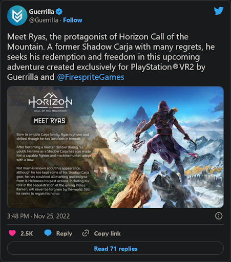 Horizon Call of the Mountain Historia