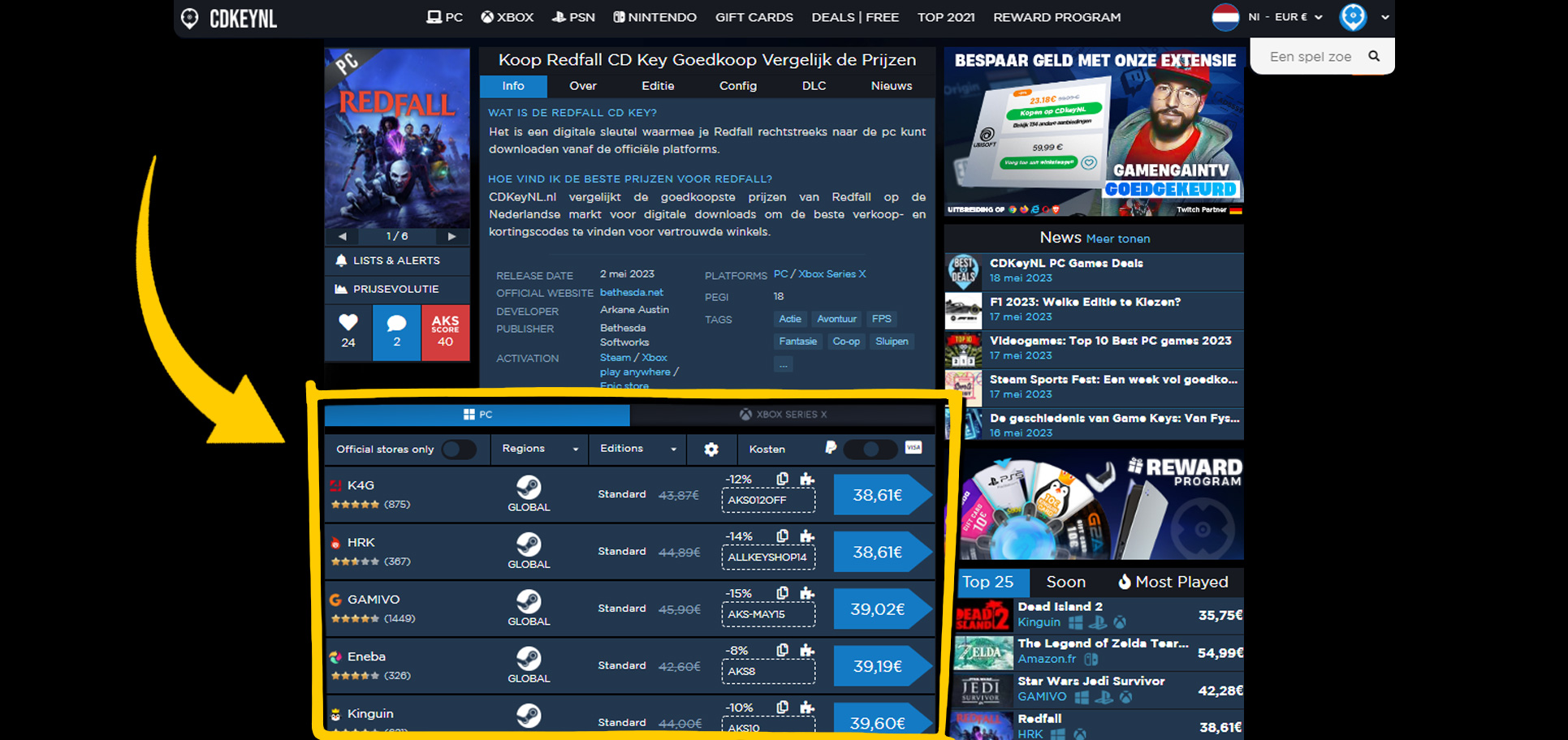 kies om te zoeken op regio, editie, platform, kosten en betaalmethode