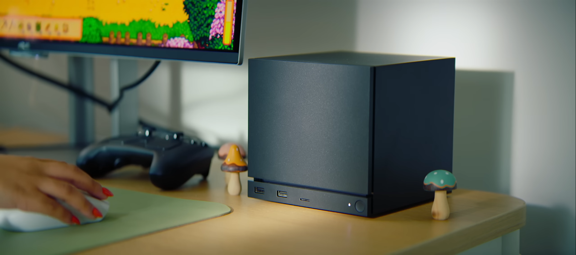 Steam Machine van dichtbij op een bureau