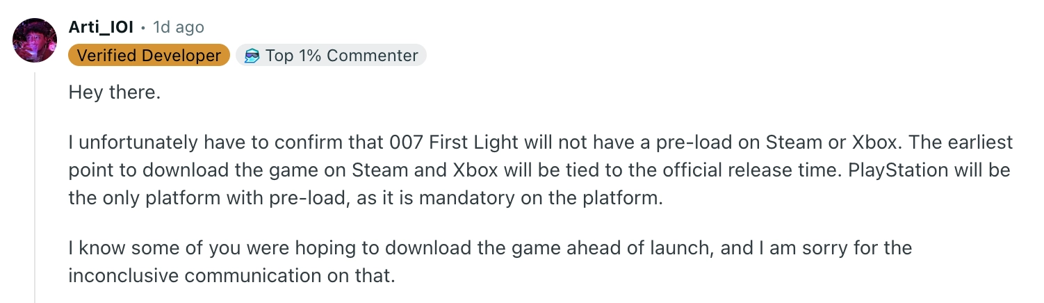 PlayStation Gets Exclusive 007 First Light Preloads