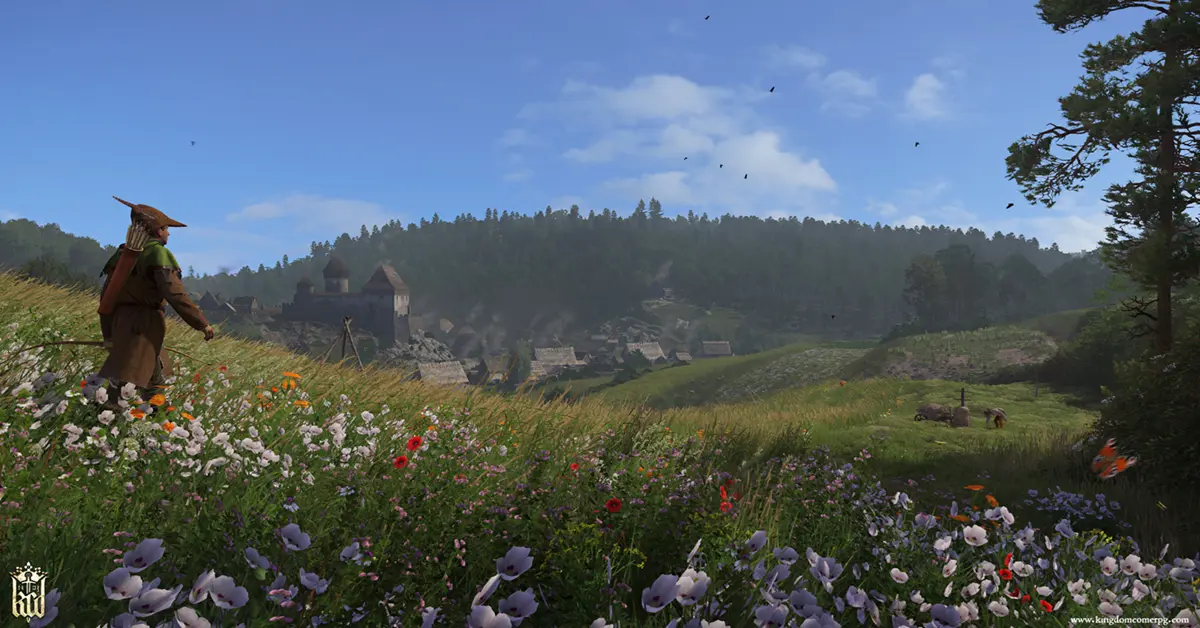 In-game screenshot met de sfeervolle open-wereldomgeving van een afgeprijsde AAA pc-game.