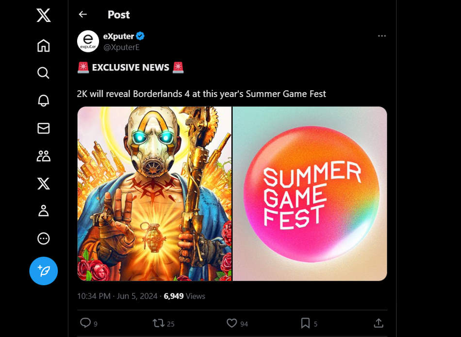 leaker eXputer bevestigt de onthulling van Borderlands 4