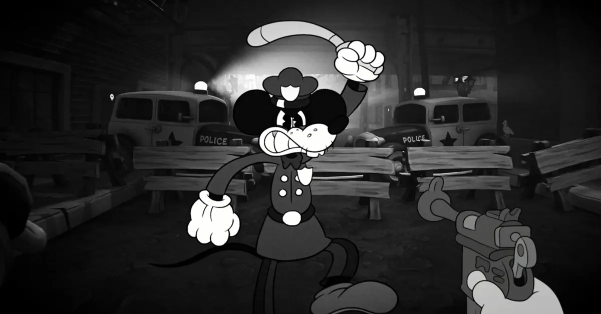  Mouse P.I. For Hire 1930s rubber-hose FPS gameplay screenshot.