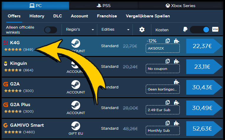 Trusted game key sellers