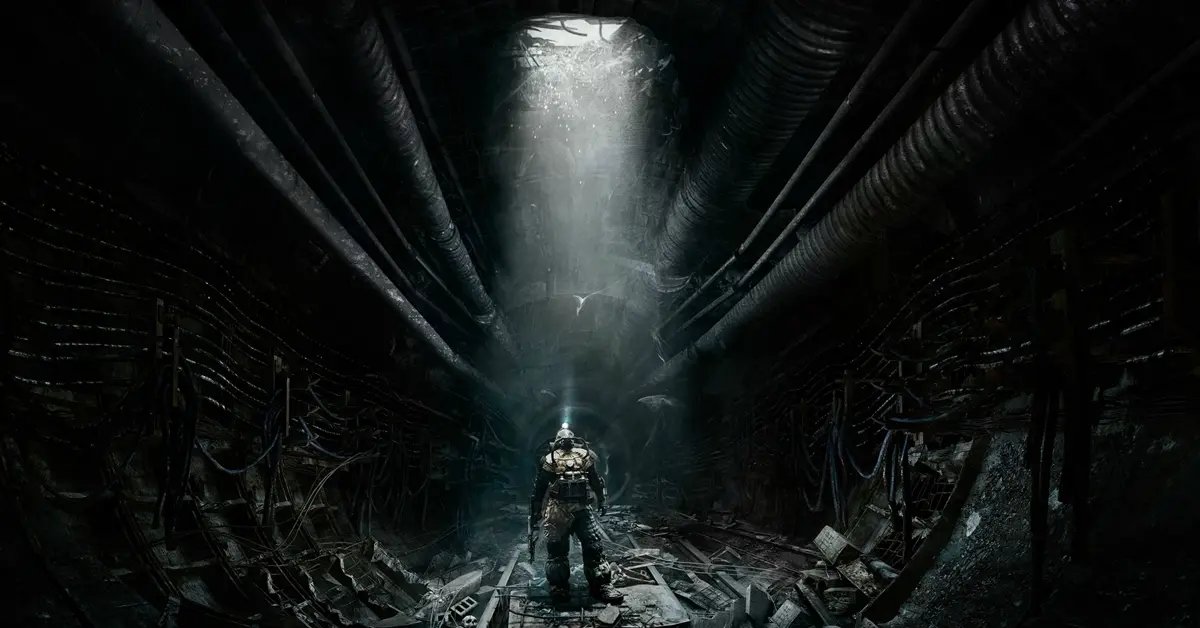 Artyom verkent de post-apocalyptische ondergrondse metrotunnels in Metro Redux.