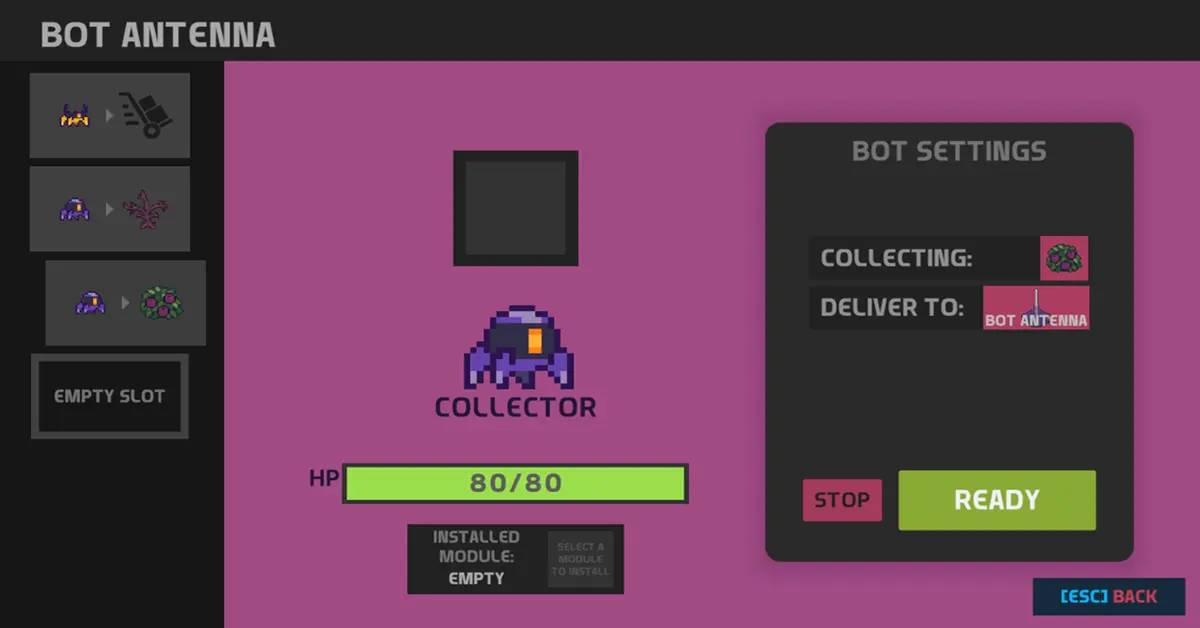 De bot-automatiseringsinterface in Nova Lands toont de distributieroutes voor grondstoffen.