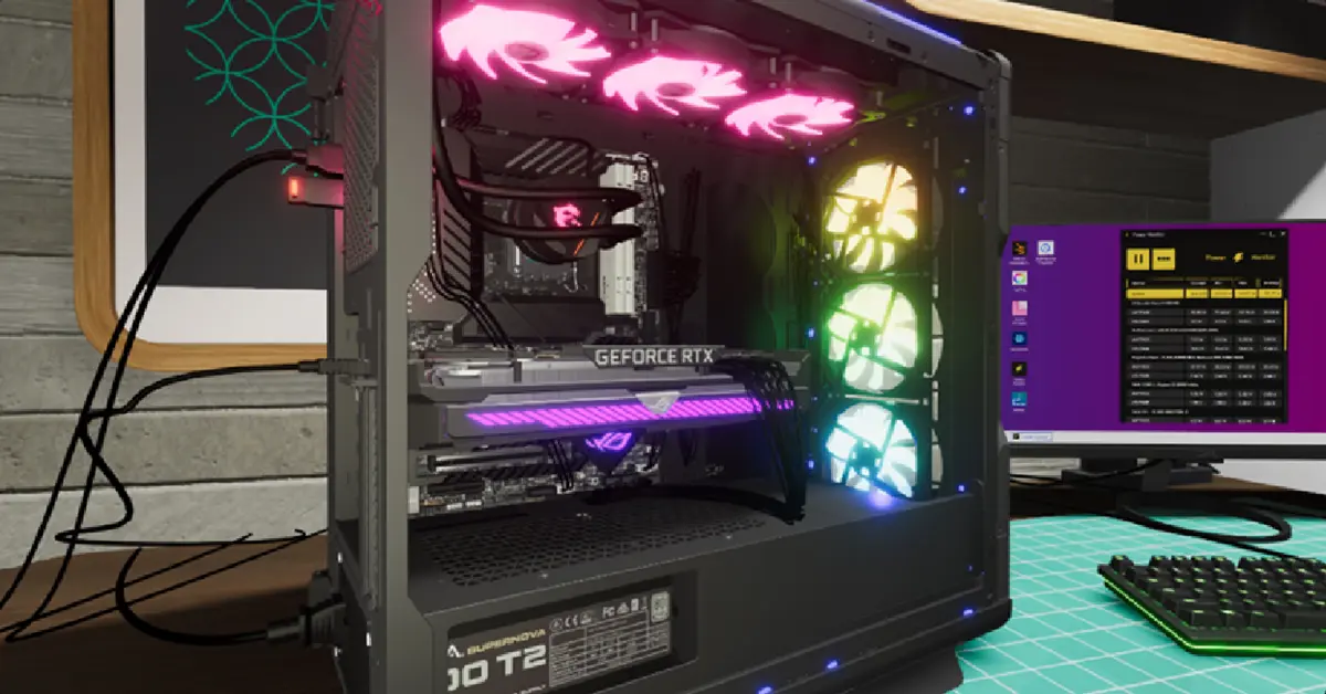 Een high-end grafische kaart installeren en kabels wegwerken in PC Building Simulator 2