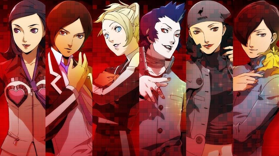 Hoofdcast van Persona 2 Innocent Sin: Maya, Tatsuya, Lisa, Eikichi, Yukino, Jun