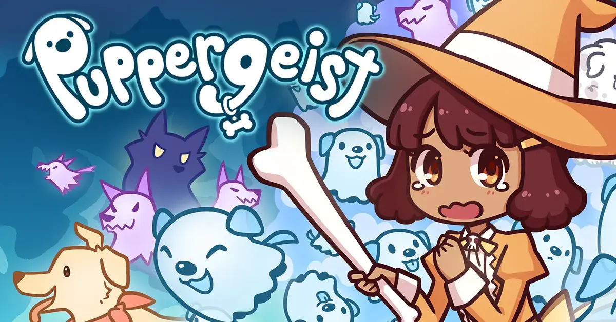 Puppergeist toont een levendige 2D visual novel-wereld rond Claire en honden-geesten.