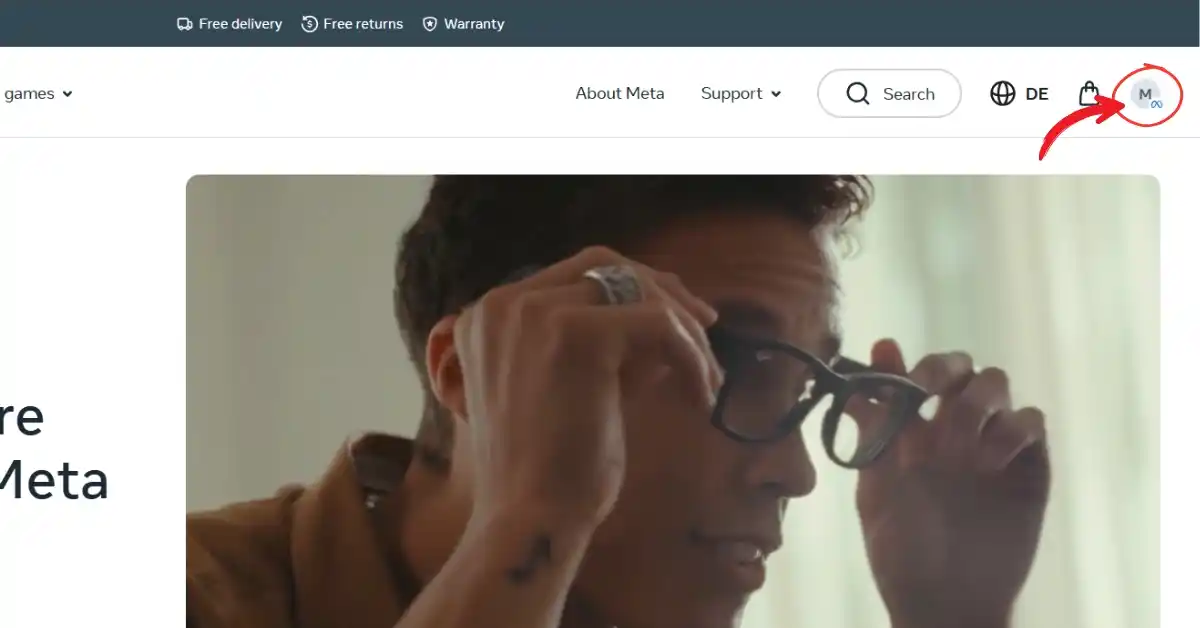 Klik op je Meta‑profielpictogram