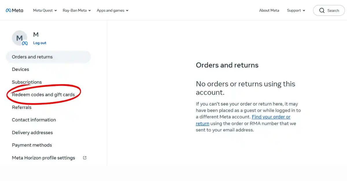Codes en cadeaubonnen inwisselen op de Oculus‑website
