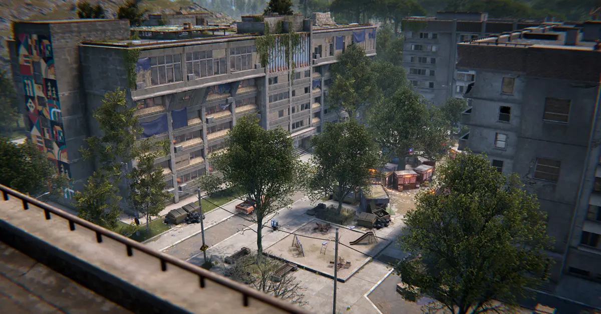 De interface van het nieuwe Appartementencomplex-monument in de Rust Common Ground-update