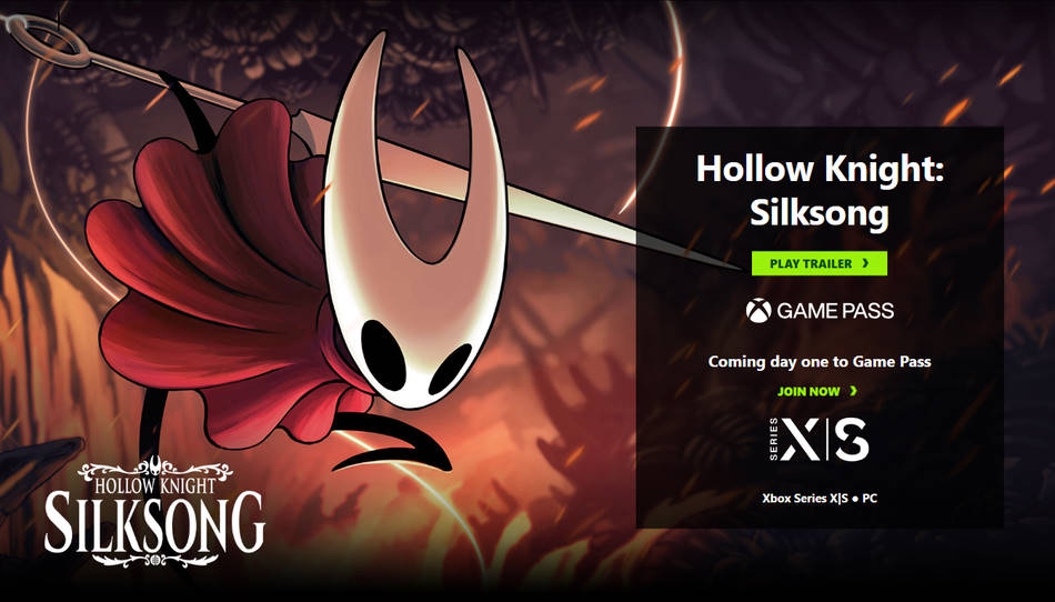 Officiële Microsoft-pagina voor Hollow Knight Silksong