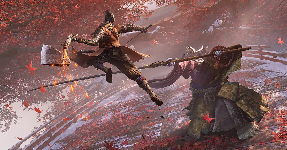 Wolf voert een perfecte deflectie uit tegen een eindbaas in Sekiro