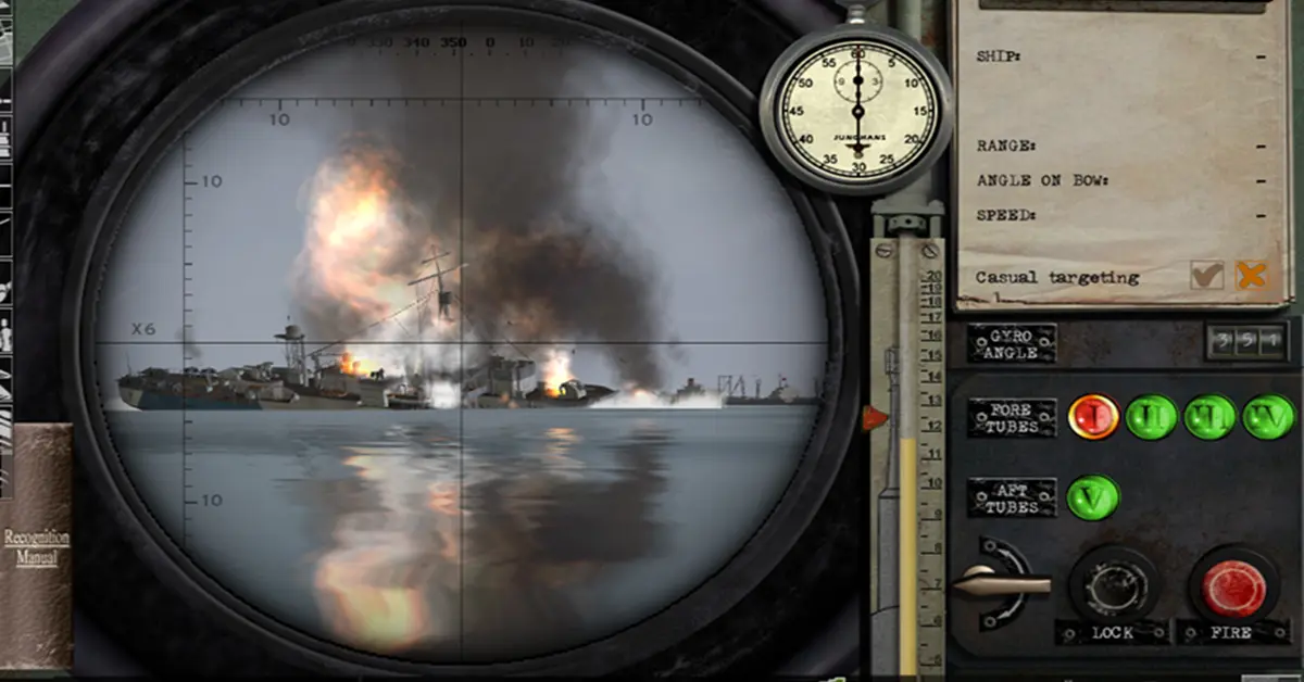 Silent Hunter 3 GWX mod gameplay toont geavanceerd richten met de periscoop