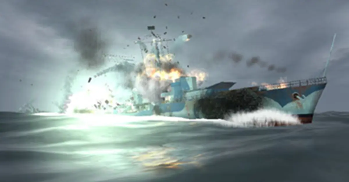 Een Duitse U-boot die door stormachtige zeeën navigeert in Silent Hunter 3