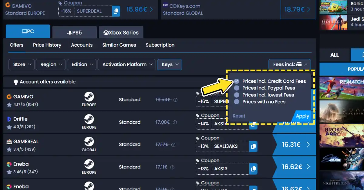 Cdkeynl winkelkosten filters