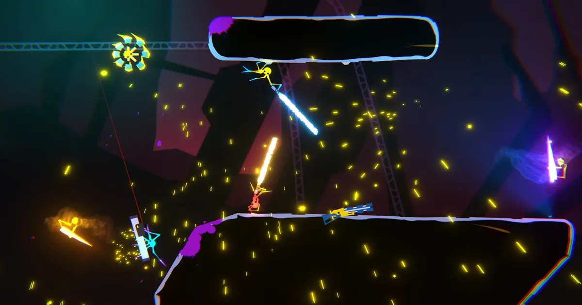 Een spin die slingert door een gevaarlijke map in SpiderHeck.