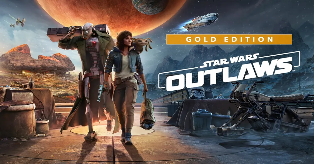 Kay Vess en Nix tegenover de galactische criminele onderwereld in de Star Wars Outlaws Gold Edition.