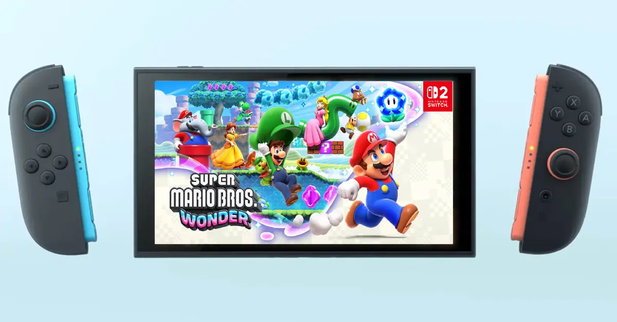 Super Mario Bros Wonder draaiend op de nieuwe Nintendo Switch 2 console