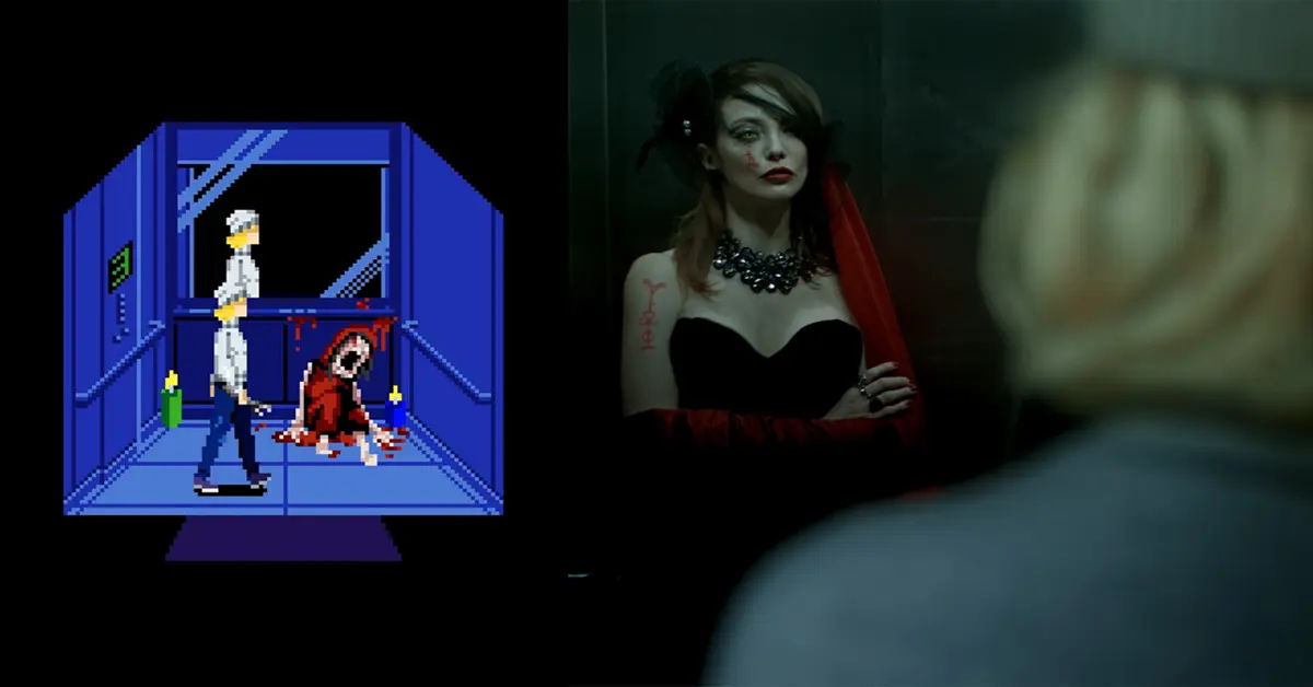 Zij-aan-zij vergelijking van Julia in 8-bit pixelformaat en levensechte live-action beelden