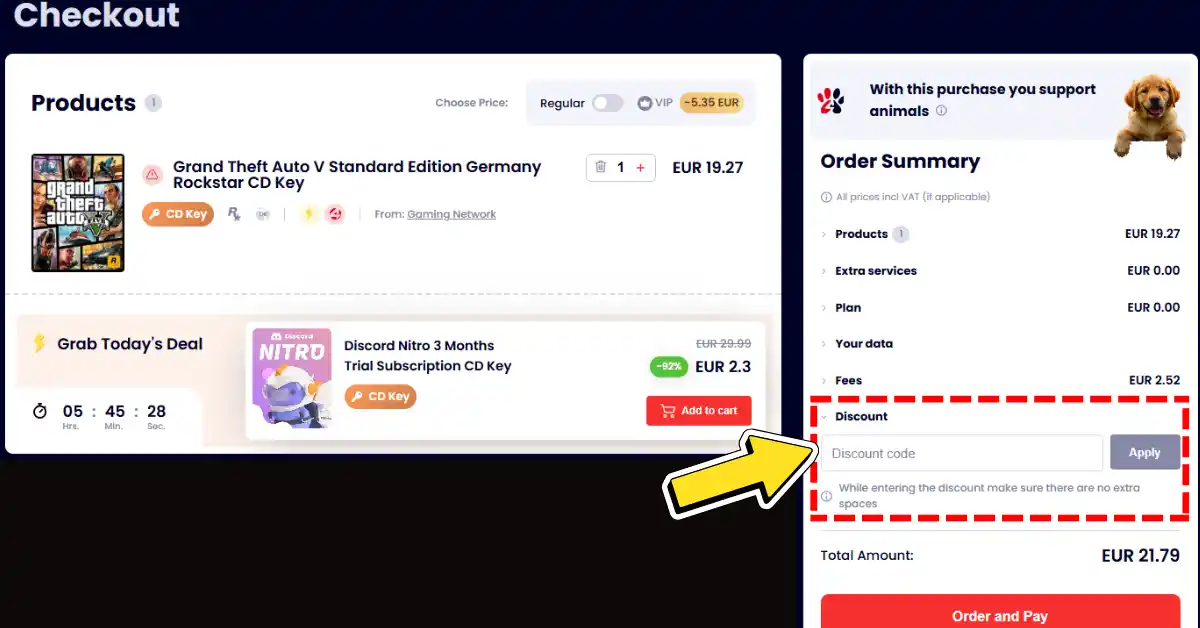 Pas de kortingscoupon toe op de afrekenpagina van de winkel