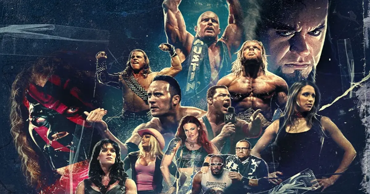 Cover art van WWE 2K26 met de top supersterren in een worstelring