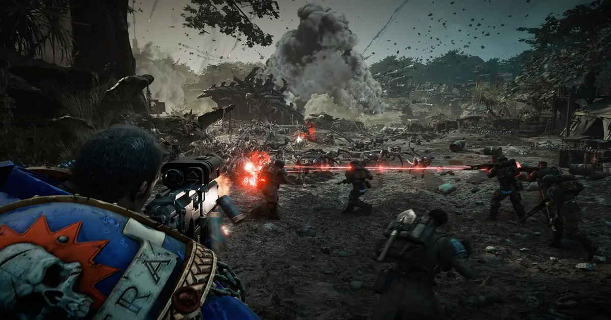 Space Marine 2 co-op squad in gevecht met Tyranids op pc en consoles