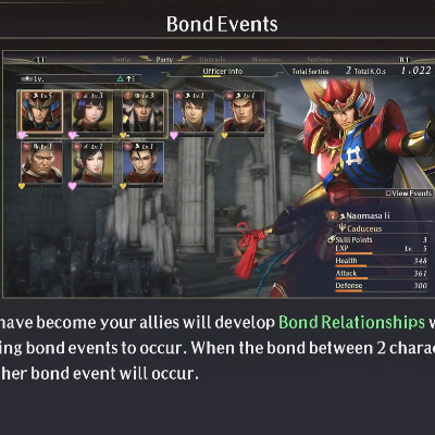 WARRIORS OROCHI 4 Ultimate - Bond Gebeurtenissen