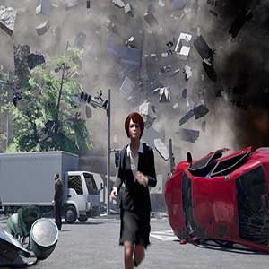 instortende gebouwen en puin