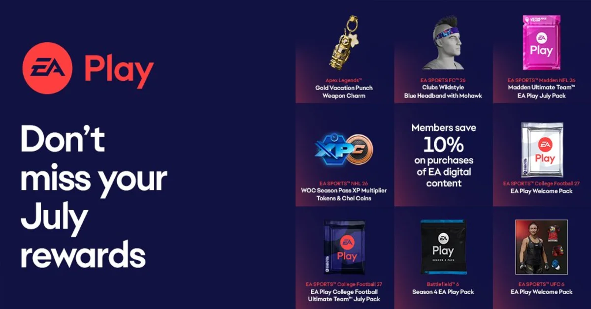 EA Play Member Rewards for July 2026
