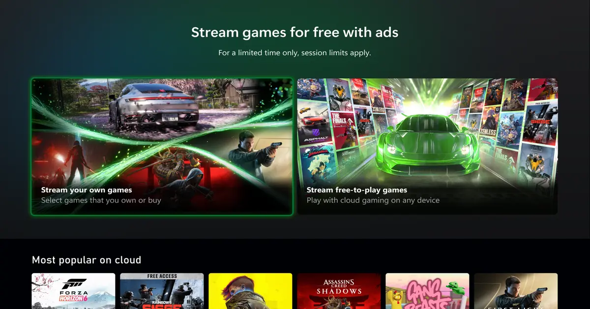 Microsoft Expands Access to Free Ad-Supported Xbox Cloud Gaming