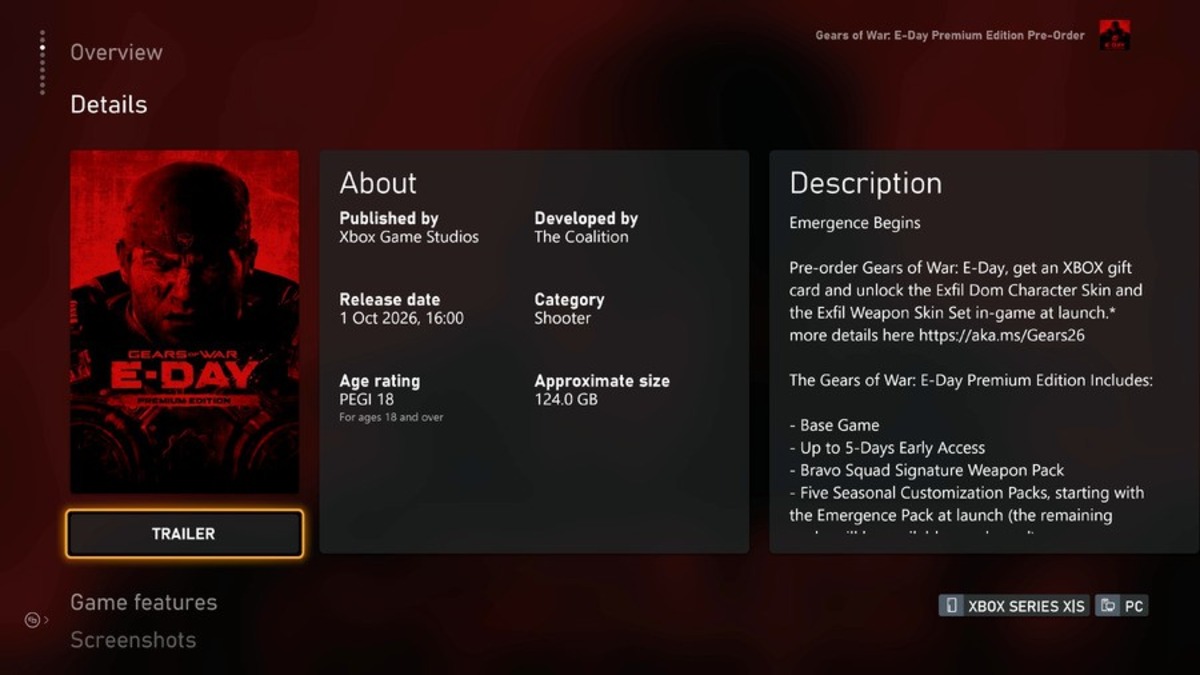 De preload van Gears of War E-Day biedt een slimme oplossing voor 120GB